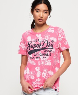 Superdry Real Originals Mono Tropical Női Pólók Rózsaszín | JSVEH0315